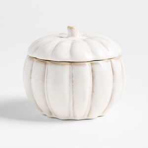 New! Crate&Barrel White Ceramic Pumpkin Jar 3-Wicks
Candle